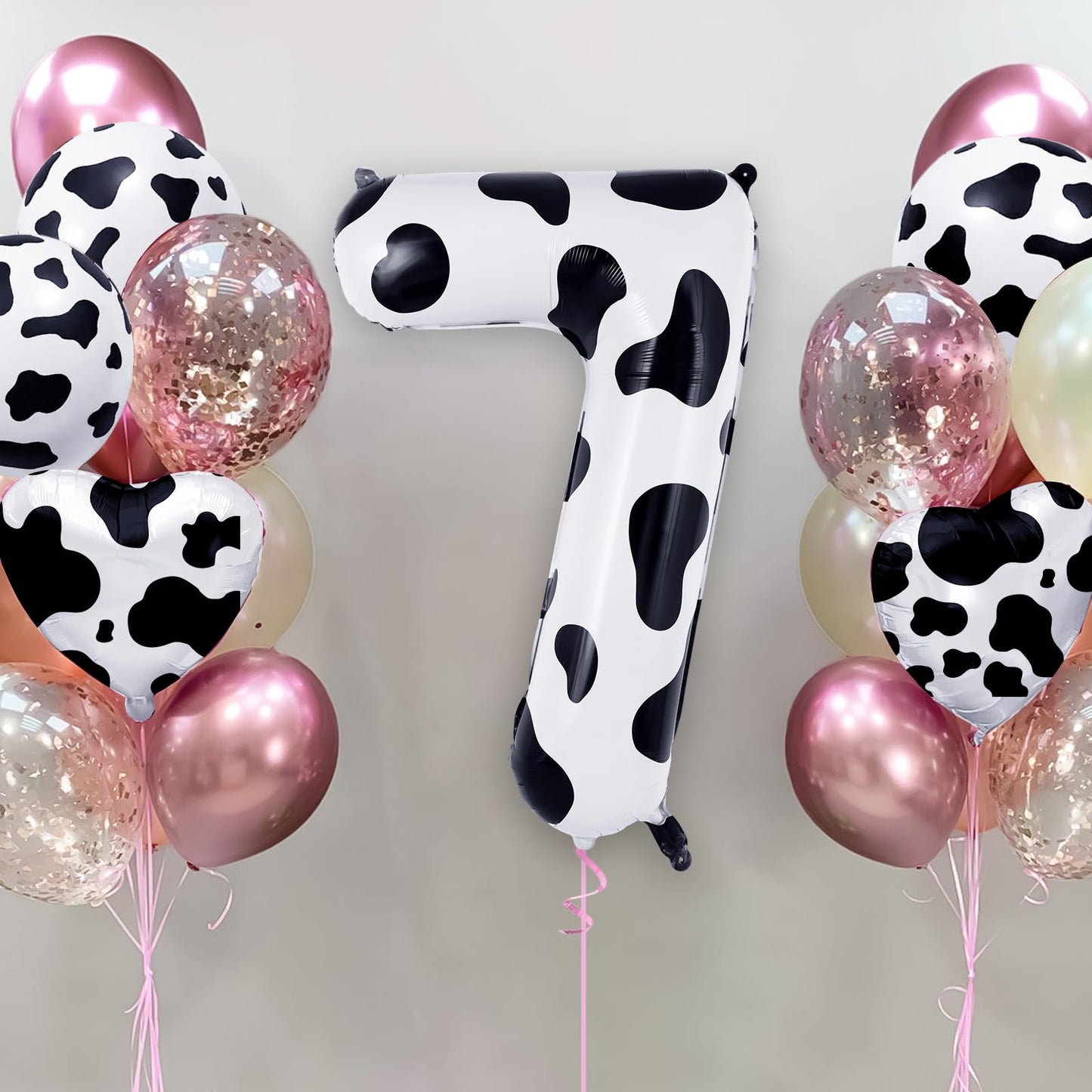 Cow Print Number 7 Balloon, Large 40 Inch Cow Number Birthday Balloons, Foil Mylar Number 7 Balloons For 7 Year Old Birthday Par