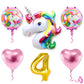 Mystic Toy Store 4th Unicorn Balloons for Birthday Decoration Kit Pink White 4 year Old Baby Boys Girls Kids 5 Pcs Unicorn Theme