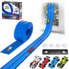 15 Ft Flexible Race Car Track for Kids, Double-Sided Racetrack for 1:64 Diecast Cars Toys, Rolls Up Portable Race Tracks with 4 