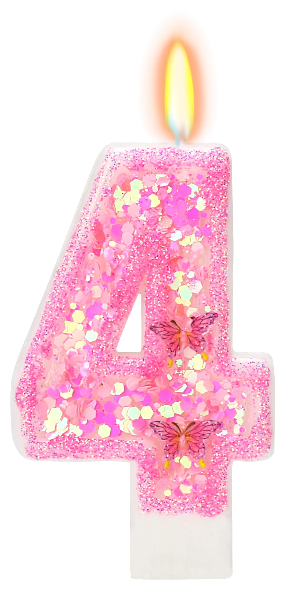 FAMGift Birthday Candles - Number 4 Candle, Butterfly Birthday Candles for Cake, Birthday Party Decorations, Theme Party Supplie
