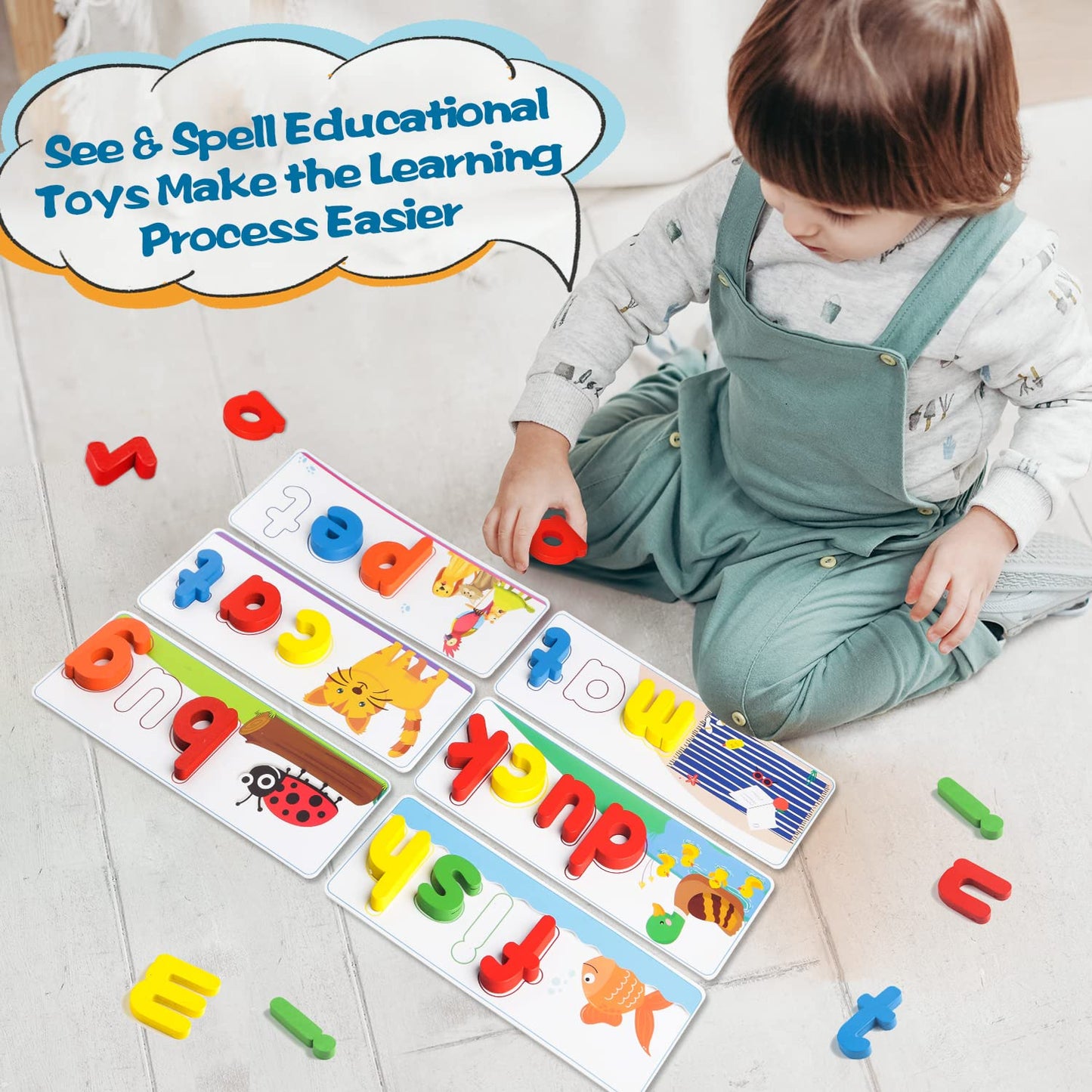 Learning Educational Toys And Gift For 3 4 5 6 Years Old Boys & Girls - See & Spell Matching Letter Game For Preschool Kids Learning Resources - Stem Educational Toys For Toddler Learning Activities