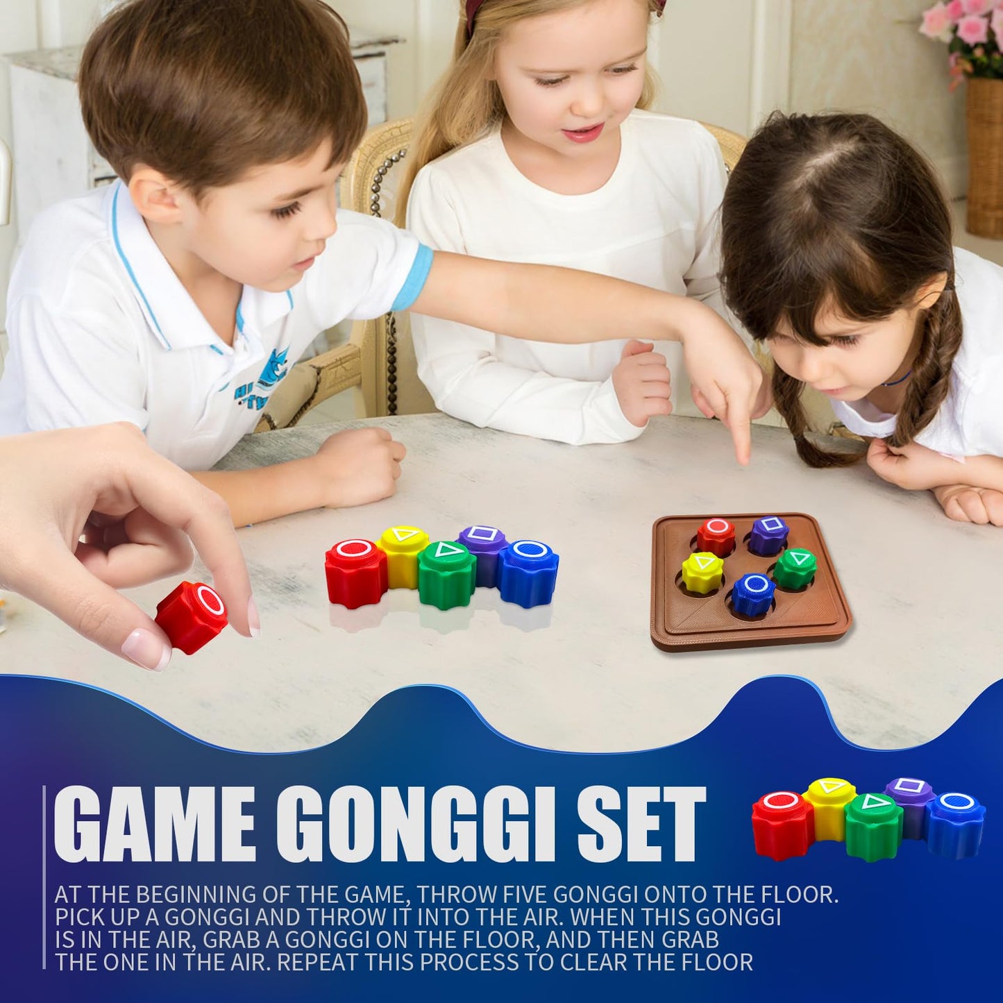 Safoezy Gonggi Game, Gonggi Traditional Korean Tossing Game Stone Play Set 5Pcs Stone Catching Game Hand Eye Coordination Traini