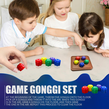 Safoezy Gonggi Game, Gonggi Traditional Korean Tossing Game Stone Play Set 5Pcs Stone Catching Game Hand Eye Coordination Traini