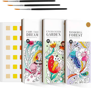 3Pack Watercolor Paint Coloring Books, 20-Page Pocket Painting Pictures Drawing Arts Set Graducation Birthday Gifts for Toddlers