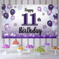 LASKYER Happy 11th Birthday Decorations,11th Purple Balloon Large Birthday Banner Backdrop Sign,Cheers to Eleven Years Old Bday 