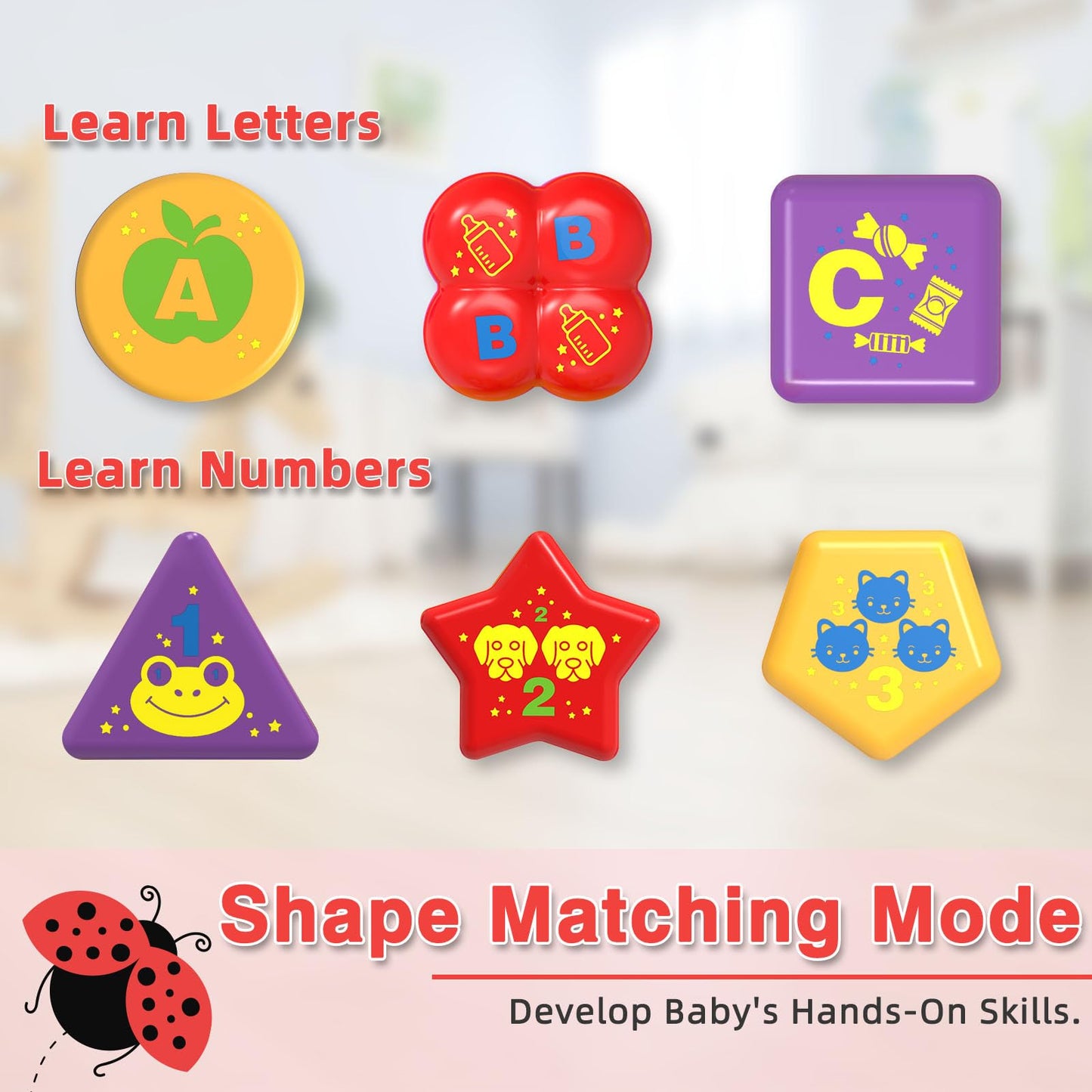 Baby Crawling Toys 6-12 Months,Musical Ladybug Crawling Toy For Infants 0-3-6 7 8 9 10 12-18 Months,Early Education Light Up Mus
