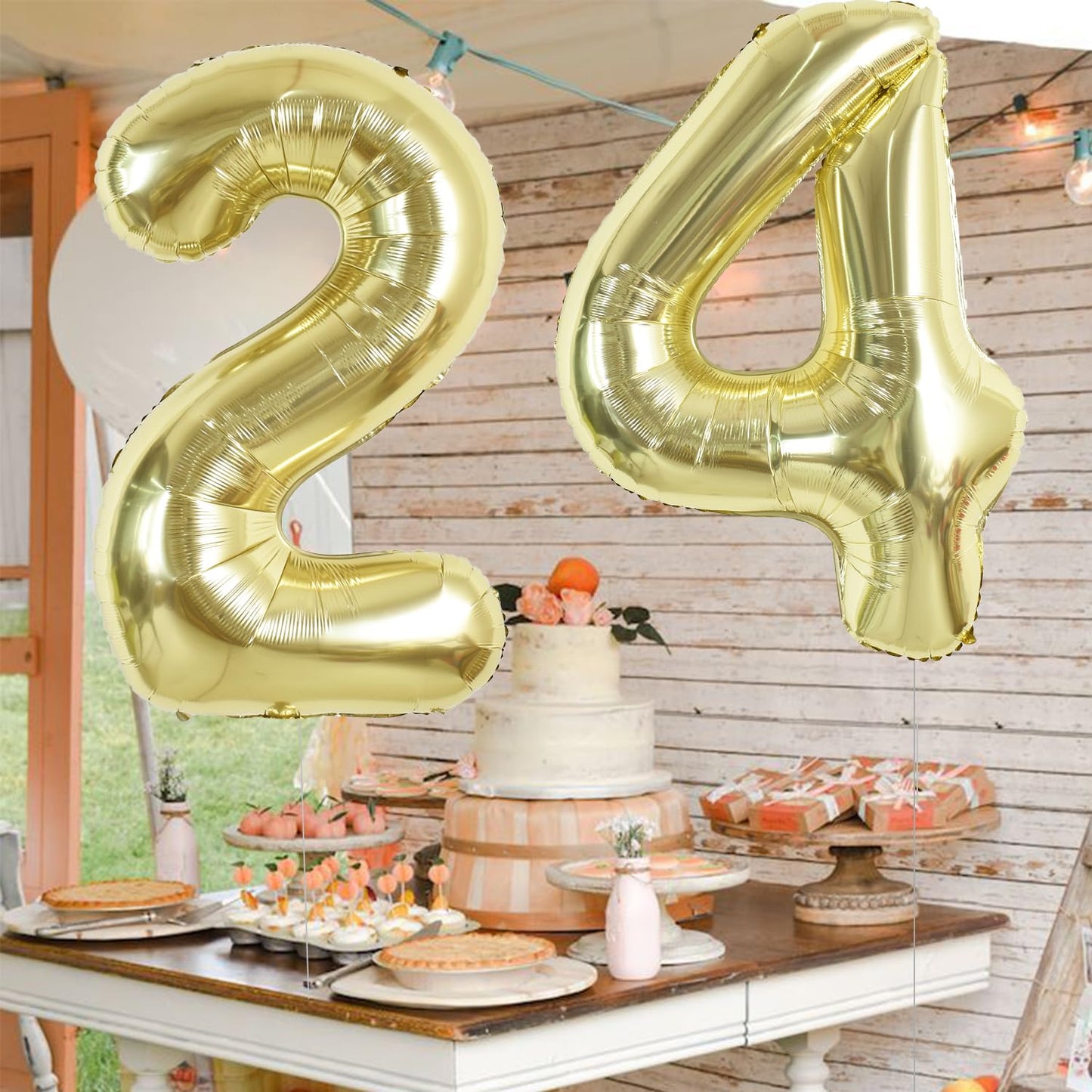 Toniful 40 Inch Light Gold Large Numbers Balloon 0-9 Birthday Party Decorations,Foil Mylar Big Number 4 Balloon Digital 4 For Bi