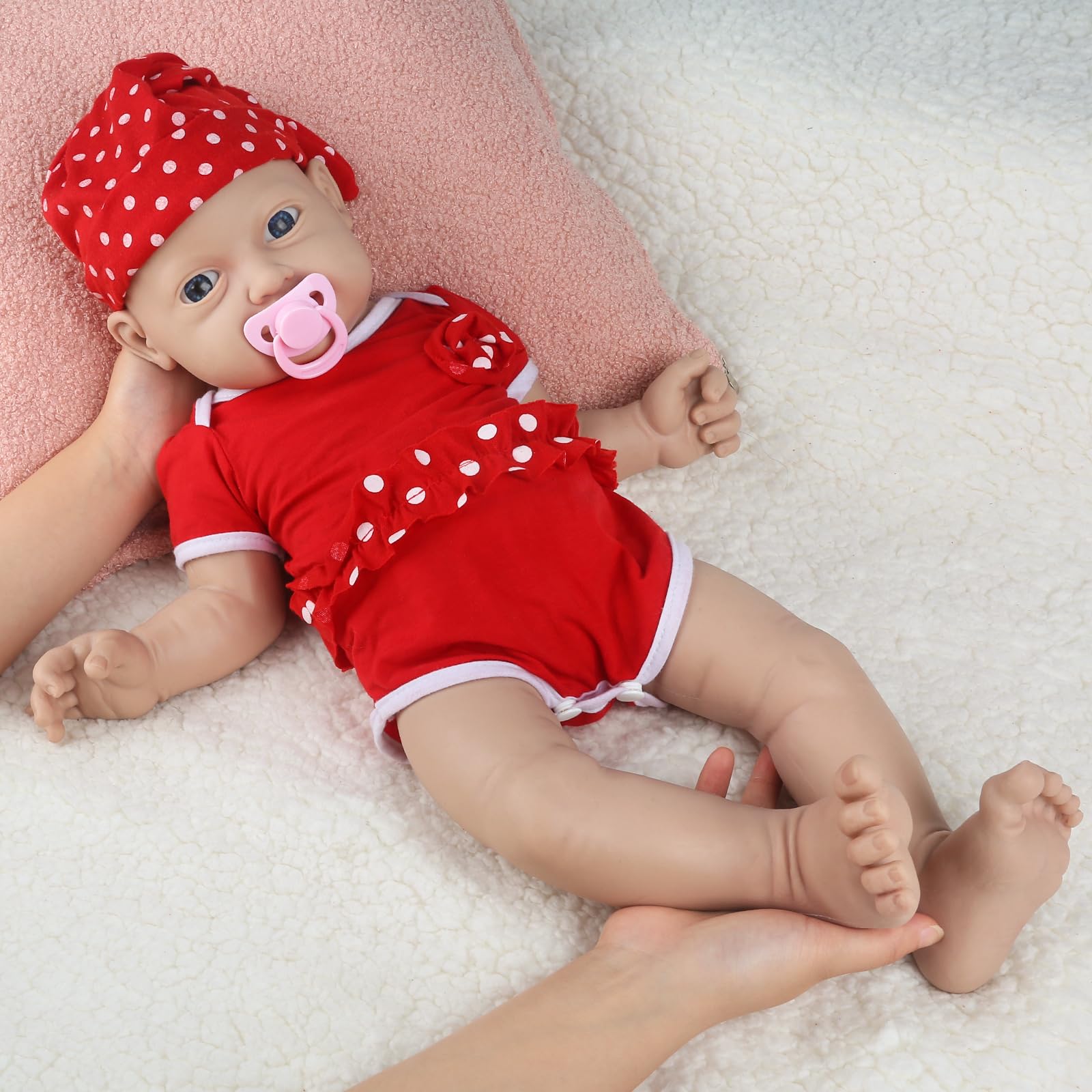 IVITA 18 inch Full Body Silicone Baby Doll - Realistic Newborn Girl Dolls for Kids, Birthday Gifts and Stress Relief for Adults