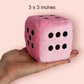 Large Pink Plush Dice For Bunco Or Casino Party Decorations - 3.15' Square Pink Plush Dice With Black Dots. Bunco Party Supplies