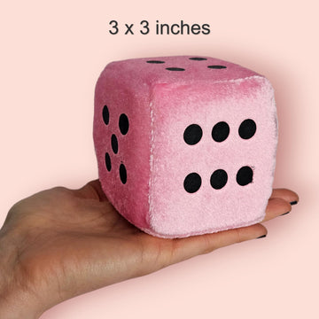 Large Pink Plush Dice For Bunco Or Casino Party Decorations - 3.15' Square Pink Plush Dice With Black Dots. Bunco Party Supplies