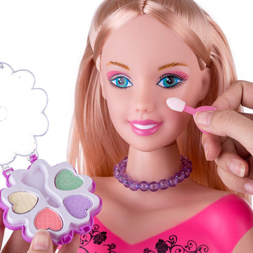 Konhaovf Styling Head Doll For Girls' Hair And Makeup Practice With Accessories And Hair Dryer (Style A)