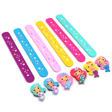 LOCHSOEL Silicone Mermaid Slap Bracelets - Cute Mermaid Theme Birthday Party Favors , Girls Party Favors Gifts Carnival Prizes S