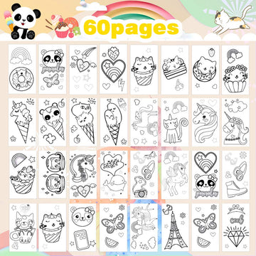 Panda Coloring Book Set With Coloring Pages & Colored Pencils, Art Supplies For Kids Ages 4-6-8, Arts Crafts Travel Coloring Kit For Girls 4 5 6 7 8 Year Old Birthday Gift