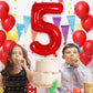 AIQINHU Red Foil Number 5 Balloon, 40 Inch Jumbo Mylar for 5th Birthday Party Decorations