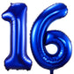 Navy Blue 16 Balloon Numbers,40 Inch Dark Blue 16 Or 61 Birthday Balloons Large Foil Mylar Balloons Number 16 For Birthday Party Anniversary Decorations
