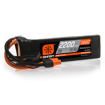 Spektrum 11.1V 2200mAh 3S 100C Smart LiPo Battery: IC3, SPMX22003S100