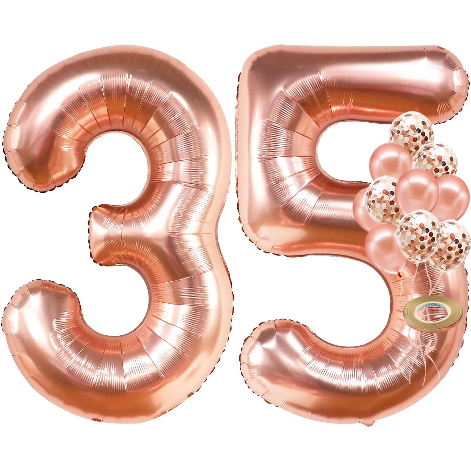 KatchOn, Rose Gold 35 Balloon Numbers - 40 Inch | Rose Gold 35 Balloons for 35th Birthday Anniversary Decorations | Mylar Balloo