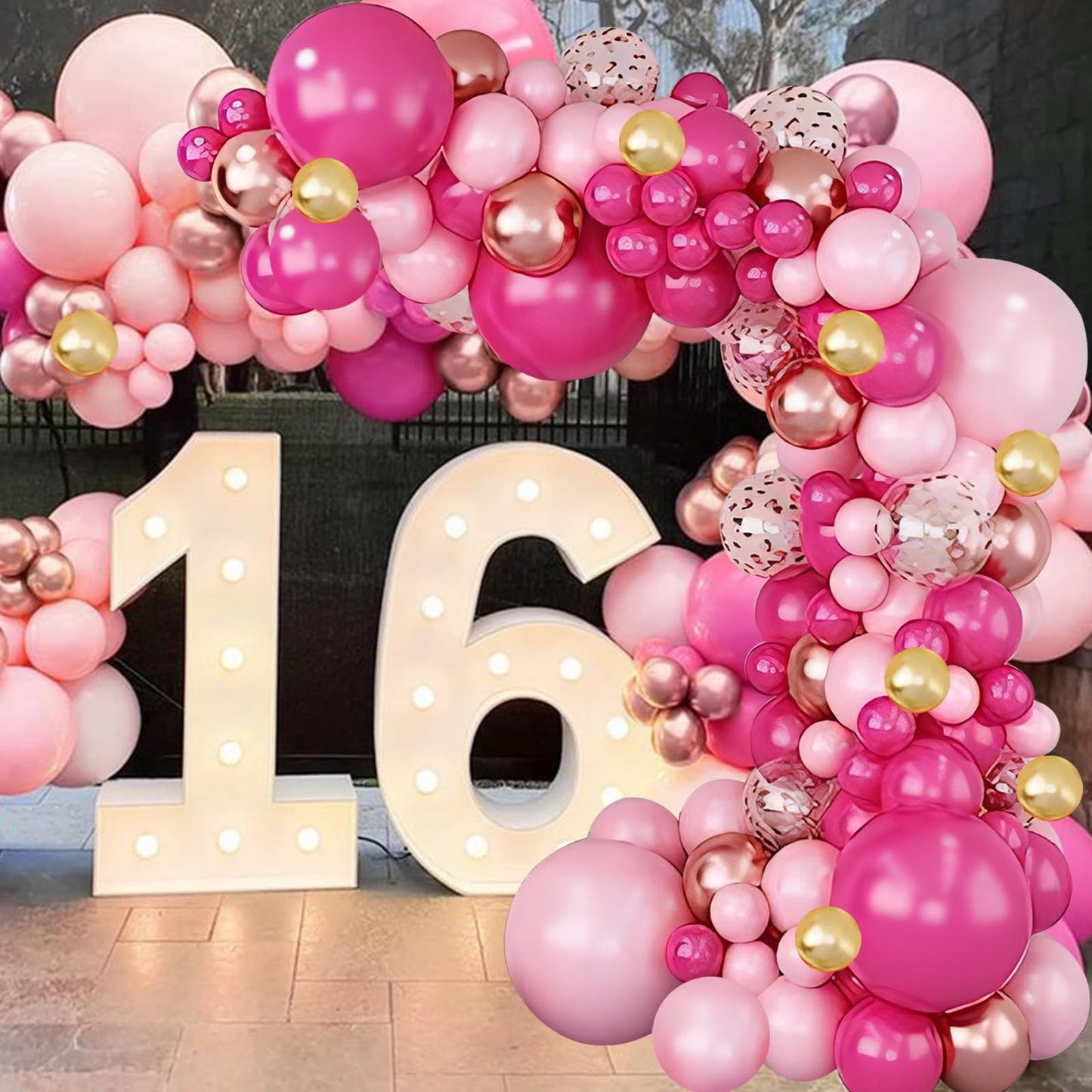 Infloral 149Pcs Valentine'S Day Balloon Arch Kit Hot Pink Pastel Pink Chrome And Confetti Balloon Garland Kit For Birthday Mother'S Day Wedding Bridal Baby Shower Princess Theme Party Decorations