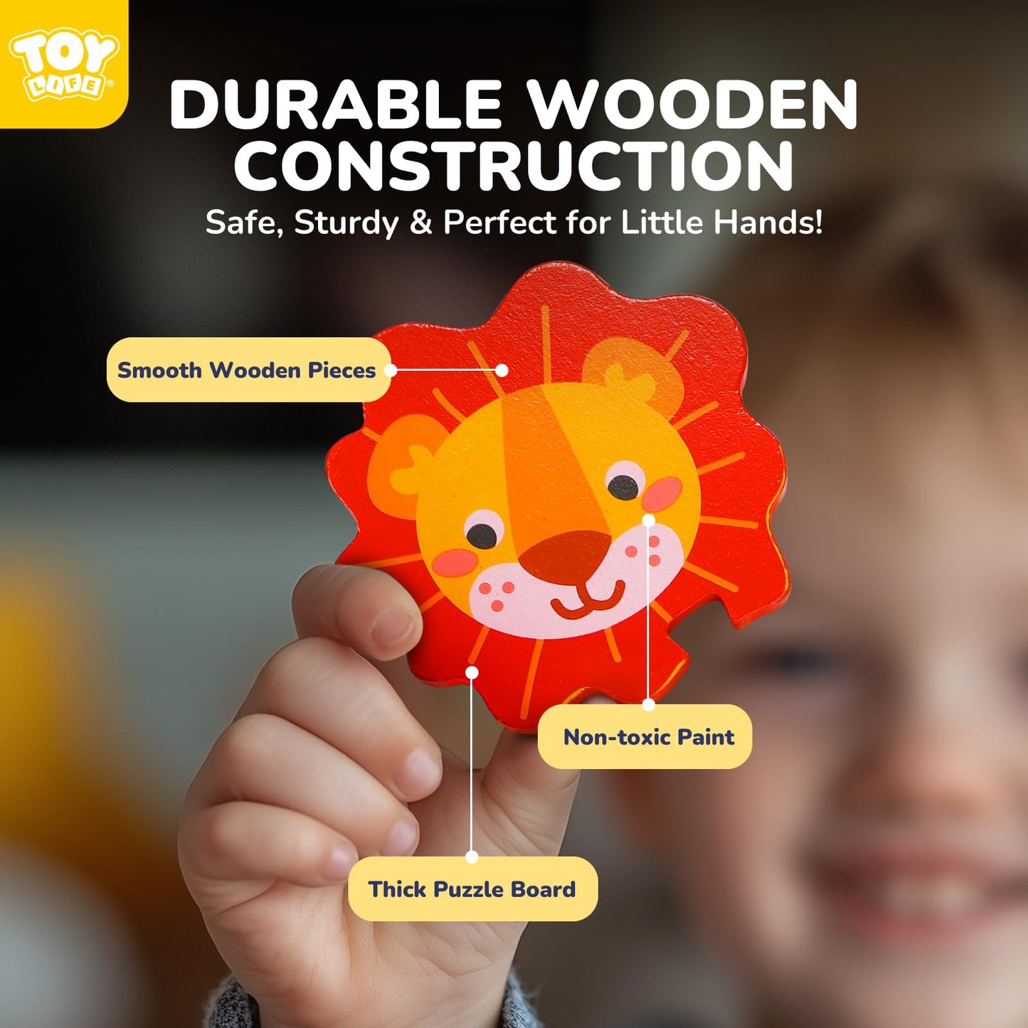 Toy Life Wooden Puzzles For Toddlers 2-4, Toddler Montessori Toys For 1 2 3 Year Old Boys Girls, Animals Wood Jigsaw Puzzles, Ed