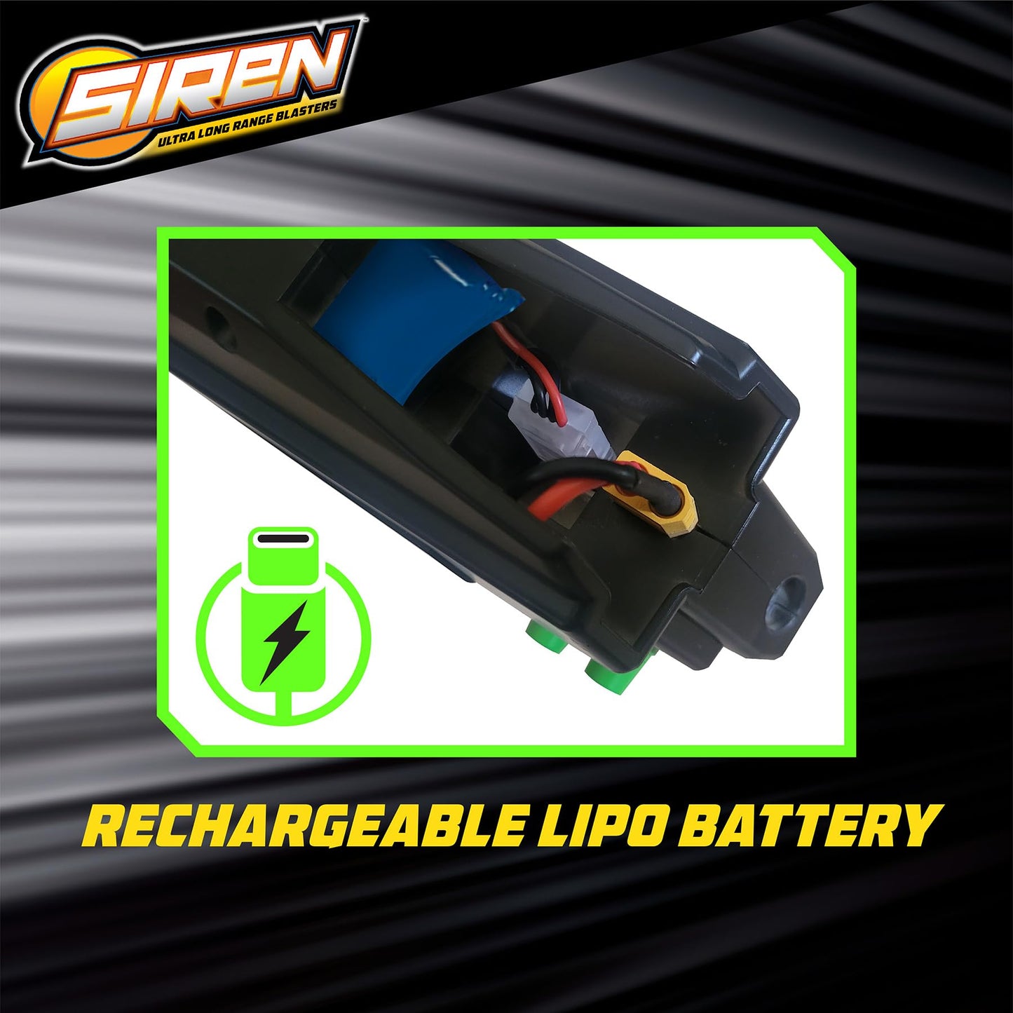 Siren Blasters Blink Motorized Rapid-Fire Ultra Long Range Foam Dart Blaster, Single Shot, Burst Or Fully Auto Flywheel Launcher