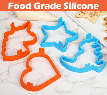 Kamehame Silicone Pancake Molds For Heart, Star, Dinosaur, Unicorn Shape Pancakes, 4 Pack Nonstick Pancake Shaper For Kids, Fun