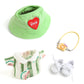 17cm Doll Clothes for Labubu - Kawaii Clown Style Set - Doll's Hat & Doll's Clothing & Doll's Shoes & Camera  Cute Doll Outfit with Accessories for Display  Collectors  Gift - Green (NO Dolls)