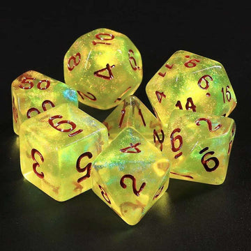 DND Dice Golden Transparent Dice with Color Changing Glitter for Dungeons and Dragons Role Playing Game,D&D,MTG,Pathfinder Dice