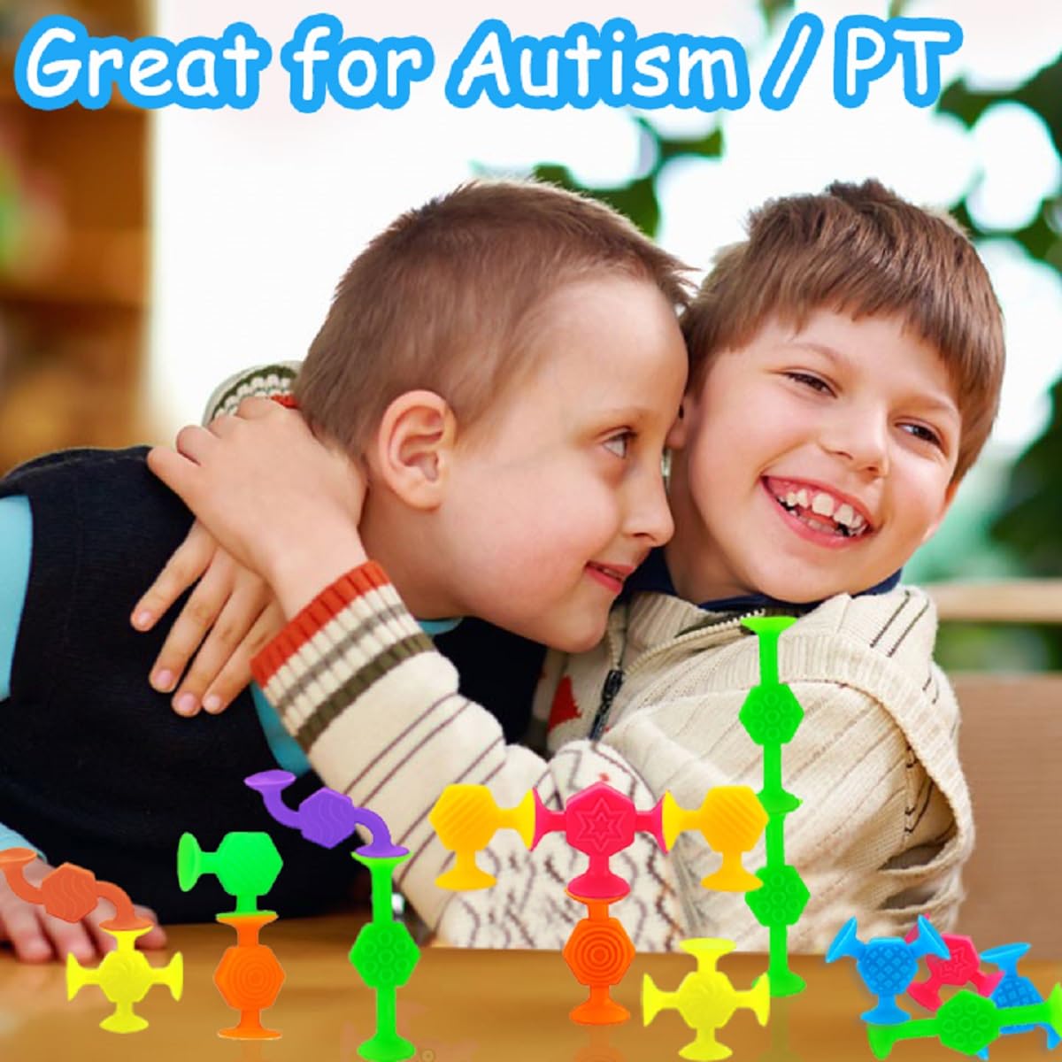 Createview 24 Pcs Bath Toys For Kids Ages 3+, Suction Cup Toys For Autistic Children, Travel Toys Window Toys Stem Learning Toys