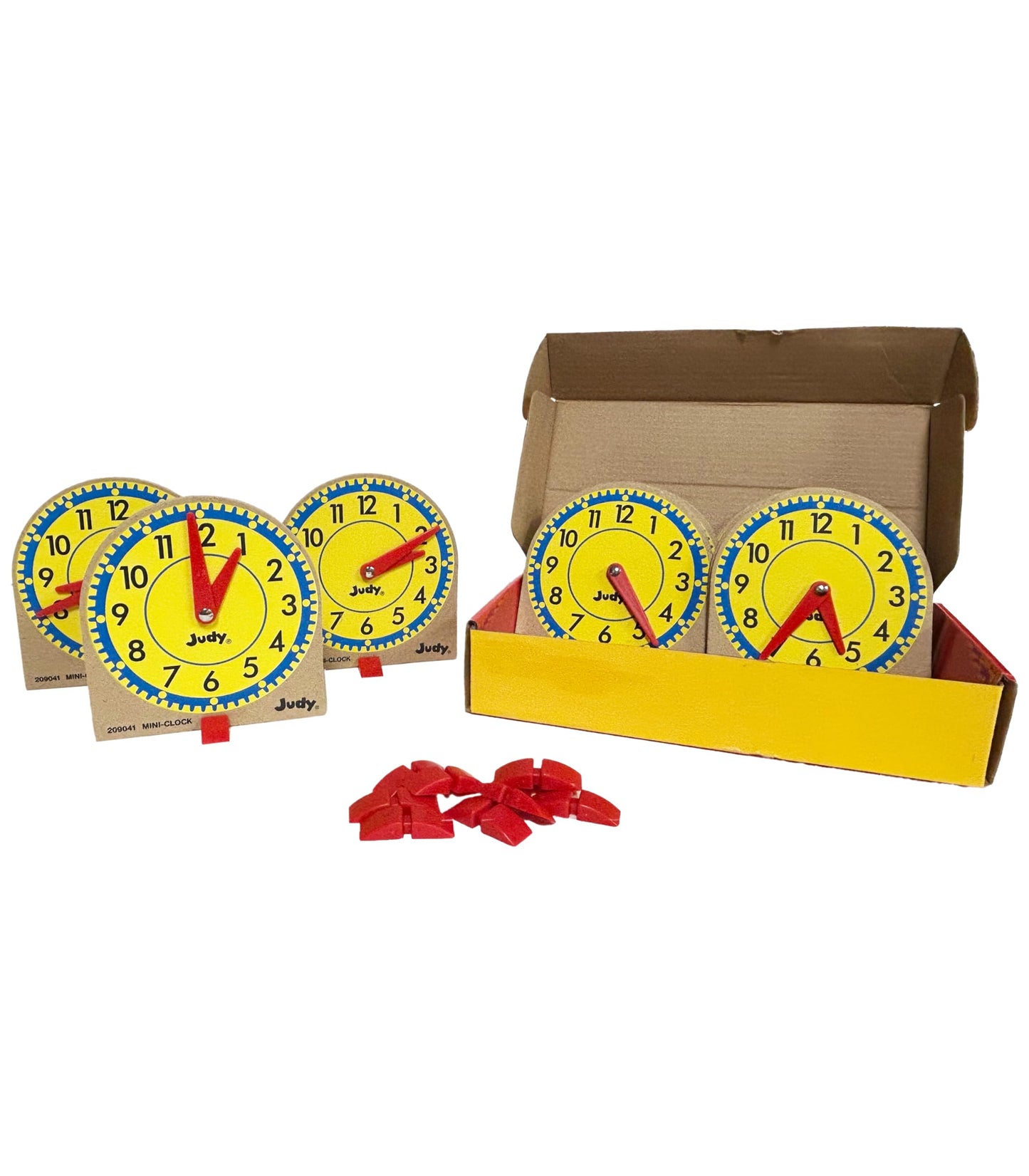 Carson Dellosa Mini Judy Clock Telling Time Clock Set, 12 Mini Judy Clocks, 4'' X 4'' Telling Time Teaching Clocks For Kids, Kin