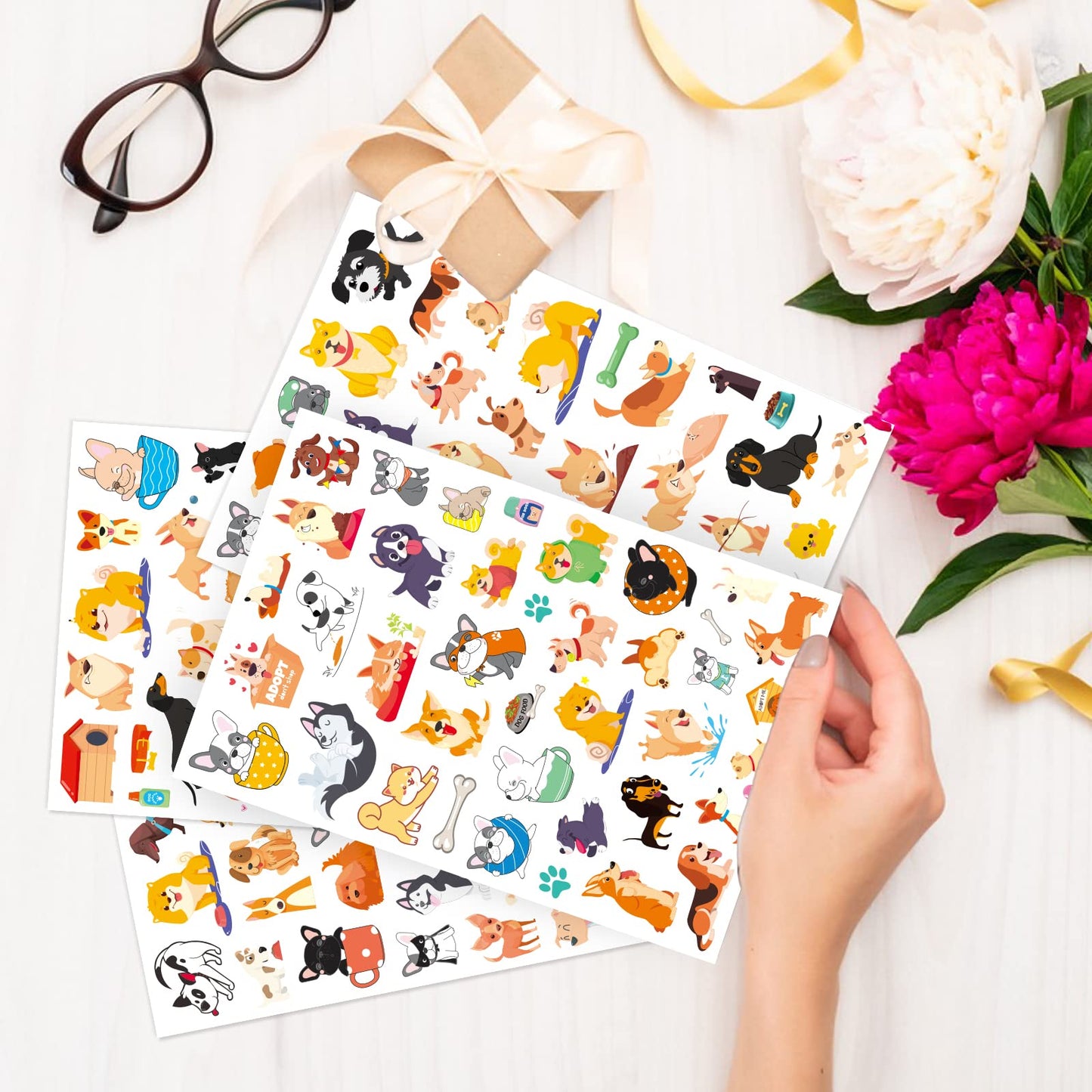Cute Dog Stickers Puppy Pet Decal Sticker 780 Counts Party Gifts Goodie Bags Decor School Reward Animal Birthday Party Favors Vinyl Waterproof Dog Water Bottle Laptop Stickers Invitation Decor