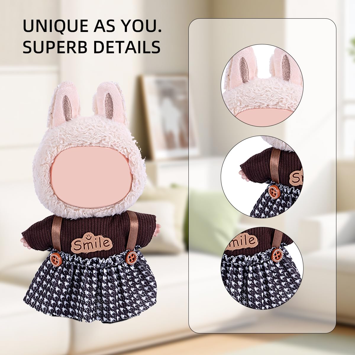 17cm Doll Clothes Set  enhanced Jeans & Knitted Sweater Outfit for 17cm 15cm Dolls  Cute Dress Up Fashion  No Doll Included (Smile  17cm/15cm)