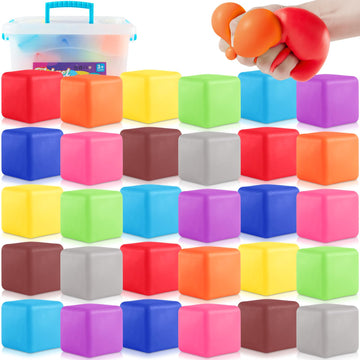 Slow Rising Stress Cube 30 Pack, Square Cube Fidget Ice Cube Stress Balls, Dough Stress Balls Soft Fidget Squishy Toys For Anxie