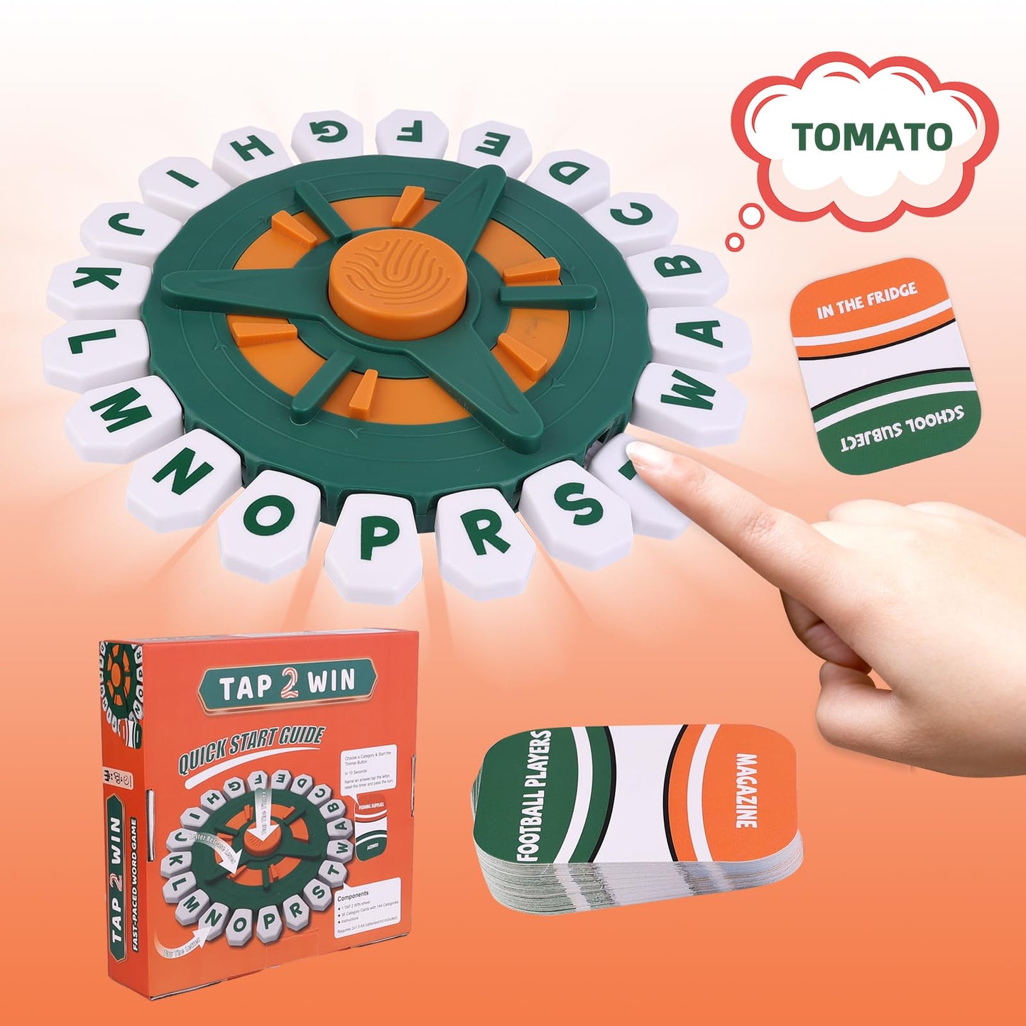 Tap 2 Win Word Game | Fast-Paced Family & Party Board Game For Kids & Adults | 2-8 Players Race Against The Timer To Name An Ans