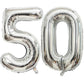 40 Inch Silver 50 Number Balloons Giant Jumbo Huge 50 Foil Mylar Helium Number Digital Balloons Silver Birthday Mylar Digital Ba