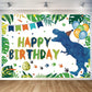 Watercolor Dinosaur Birthday Party Backdrop Dino Happy Birthday Banner T-Rex Photography Background for Boys Party Supplies 70.8