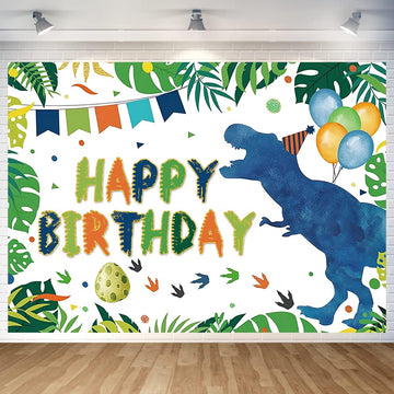 Watercolor Dinosaur Birthday Party Backdrop Dino Happy Birthday Banner T-Rex Photography Background for Boys Party Supplies 70.8