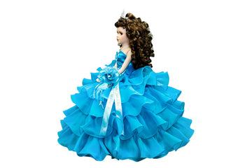 Kinnex Collections By Amanda 18' Porcelain Quince Anos Quinceanera Umbrella Last Doll Muneca Centerpiece ~ Kw18728 ~ (Turquoise)