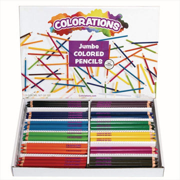 Colorations Jumbo Colored Pencils, Larger and Hexangonal Shaped for easy gripping, Set of 120 Pencils, 12 Colors, Kids Coloring 