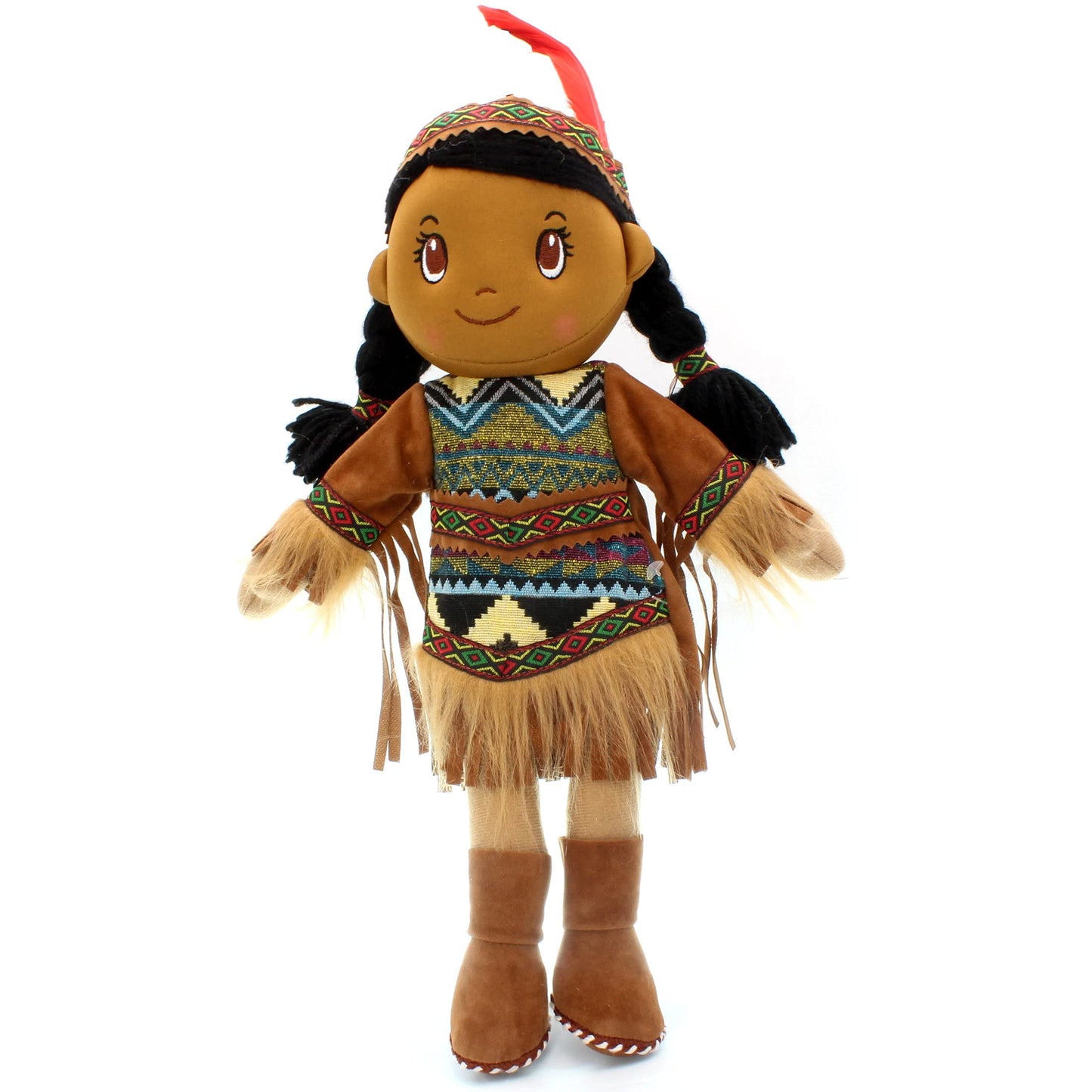 KINNEX Collections 14" Plush Native American Indian Rag Doll - DF14002 - Brown-Aruna