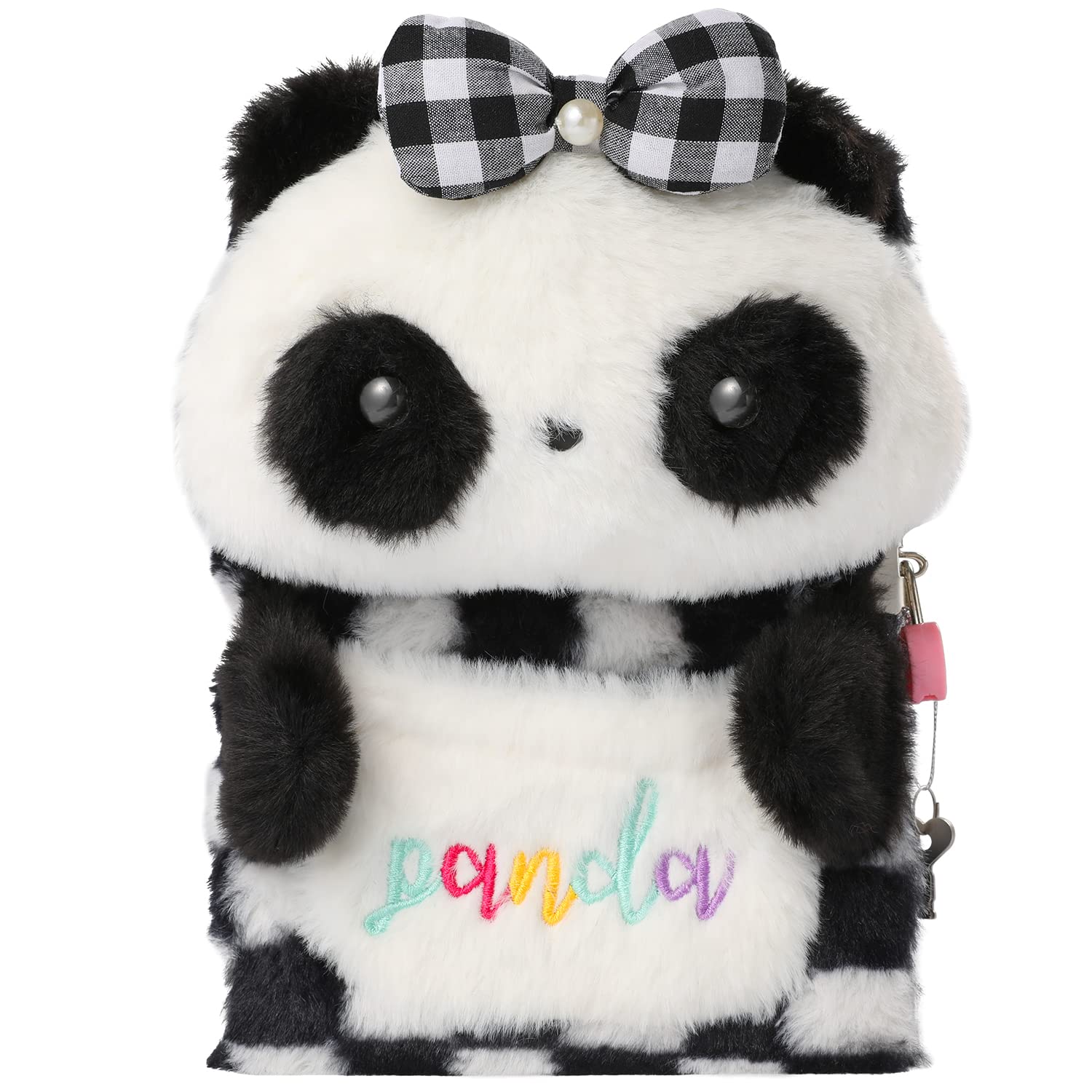 Yoytoo Panda Diary For Girls With Lock And Keys, Plush Panda Notebook Journal With 160 Pages For Writing Drawing, Birthday Gift For School Students Teens Kids