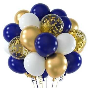 Neburora Navy Blue And Gold Confetti Balloons 60Pcs 12Inch Party Balloons Kit For Birthday Party Wedding Graduation Holiday Cele