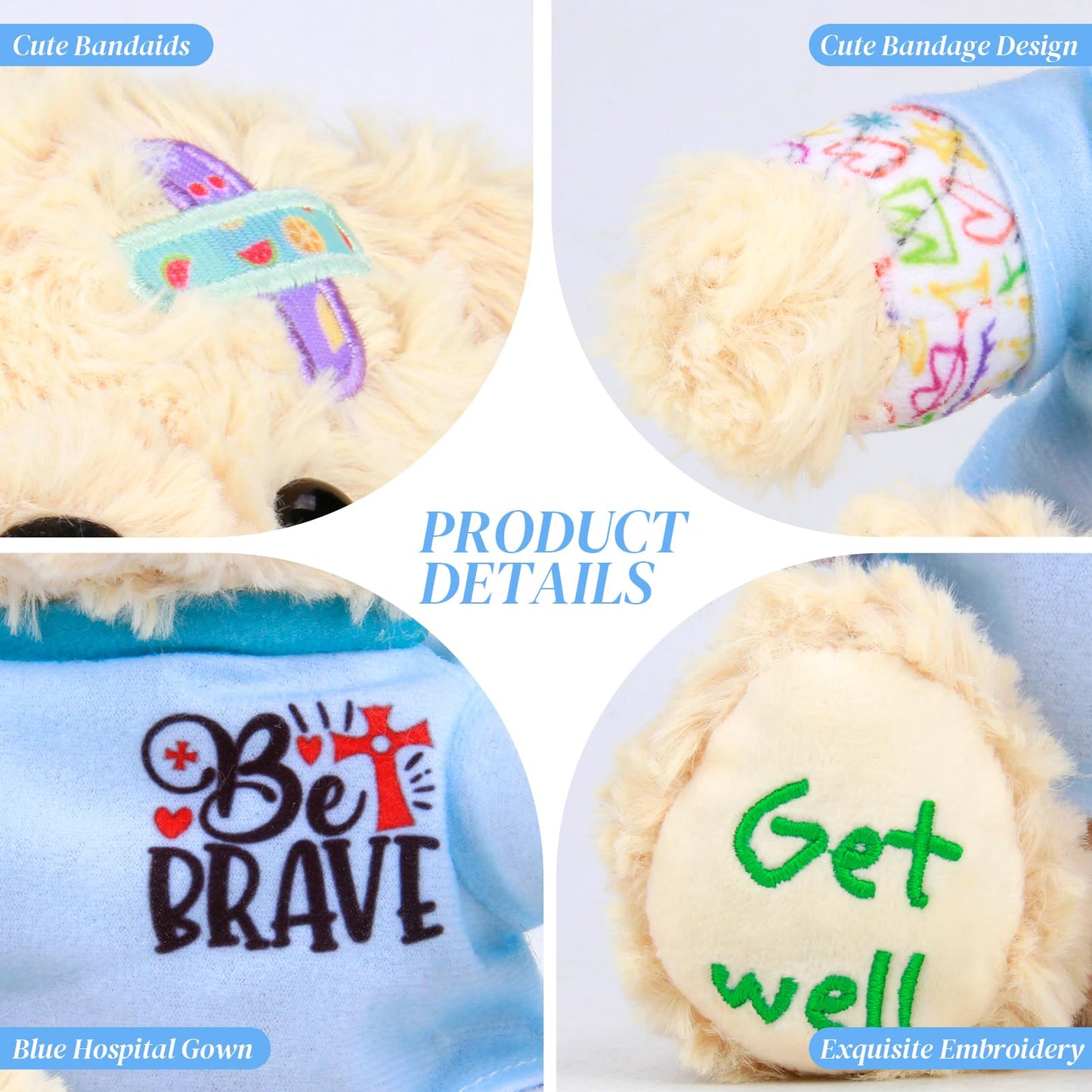 Get Well Soon Gifts for Kids - Get Well Soon Bear Stuffed Animal  Broken Arm Leg Gifts for Kids mature-themed After Surgery  8 Inch Soft Get Well Teddy Bear Plush Feel Better Recovery Gift for Comforting