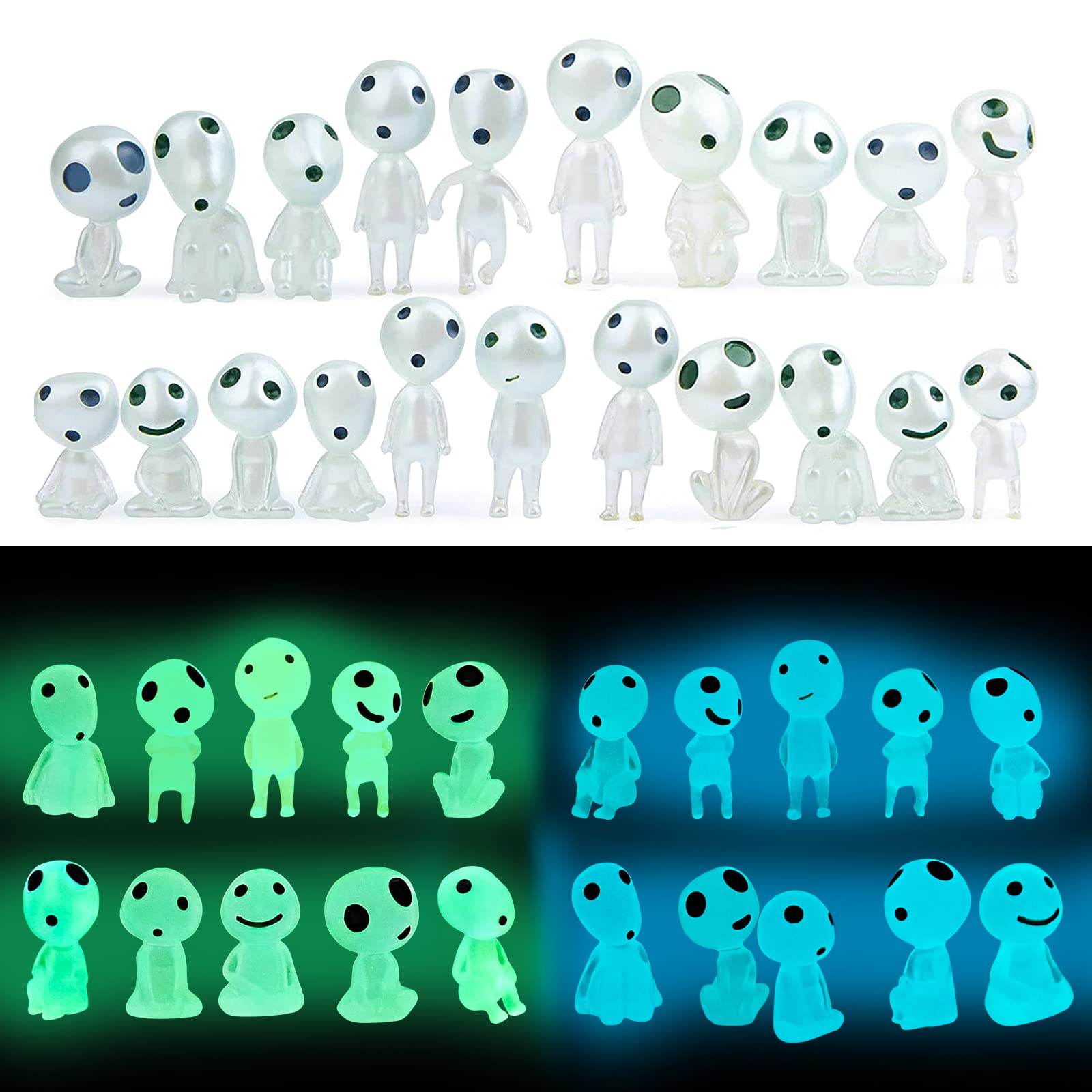 Ccinee 20Pcs Glow In Dark Tree Elves Fairy Luminous Ghost Micro Landscape Accessories Miniature Tree Elves Decoration For Garden
