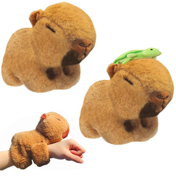 Wueuru 2 Pcs Animal Slap Bracelets Capybara Plush Toy, Valentines Day Gift Capybara Huggers Slap Bracelets 9'' Capybara Plush To
