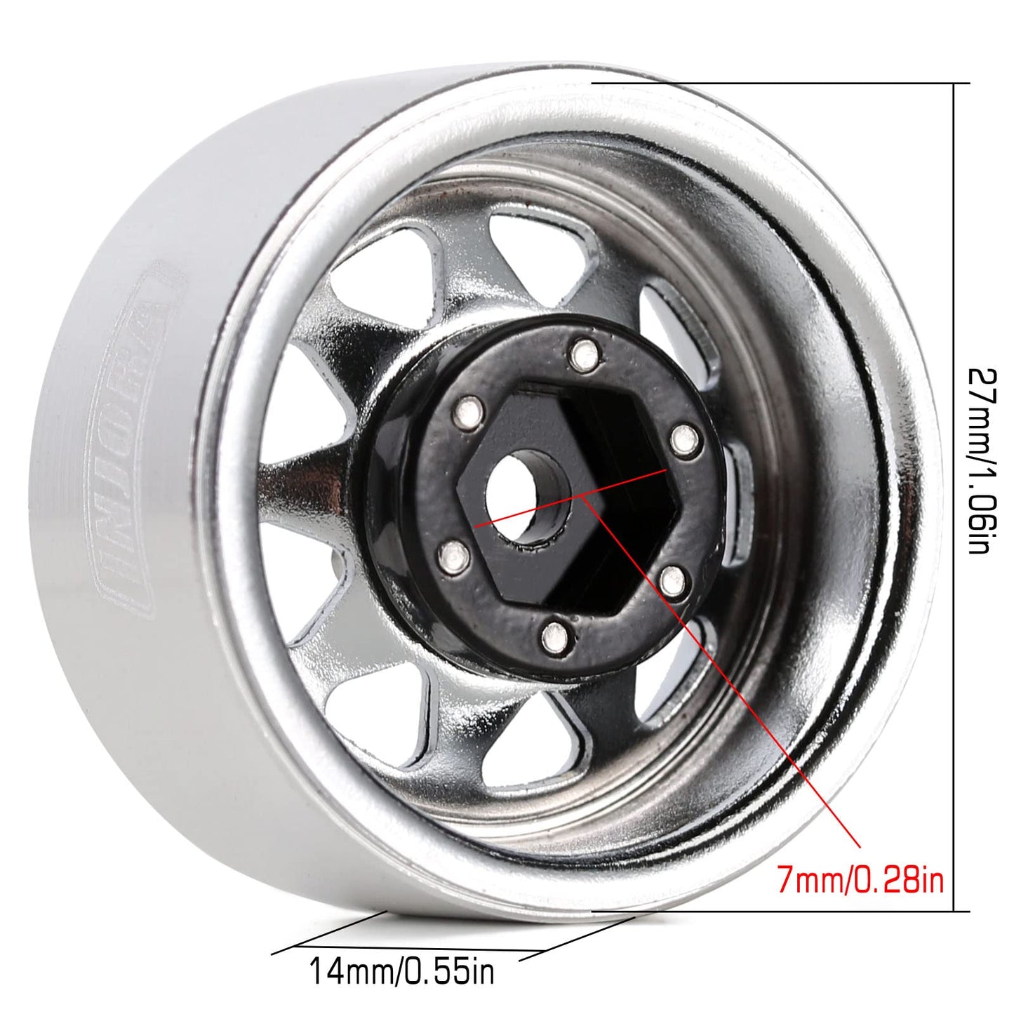INJORA 1.0 Beadlock Wheel Stamped Steel Beadlock Deep Dish 1.0'' Wheels for 1/18 TRX4M Axial SCX24 Gladiator Deadbolt Bronco C10