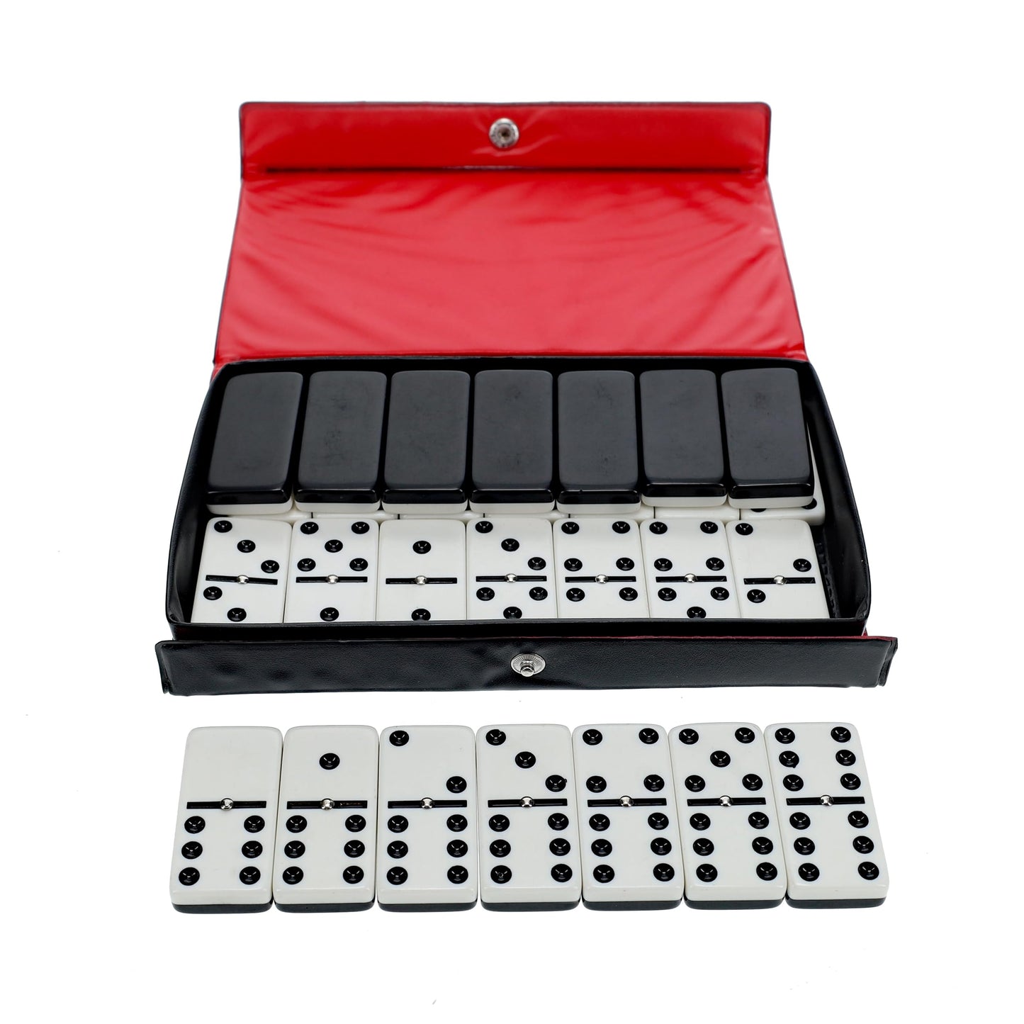 WE Games Double 6 Dominoes Set with Spinners - Vintage Style Case, 8.5 x 4.75 x 1 in., Black & White