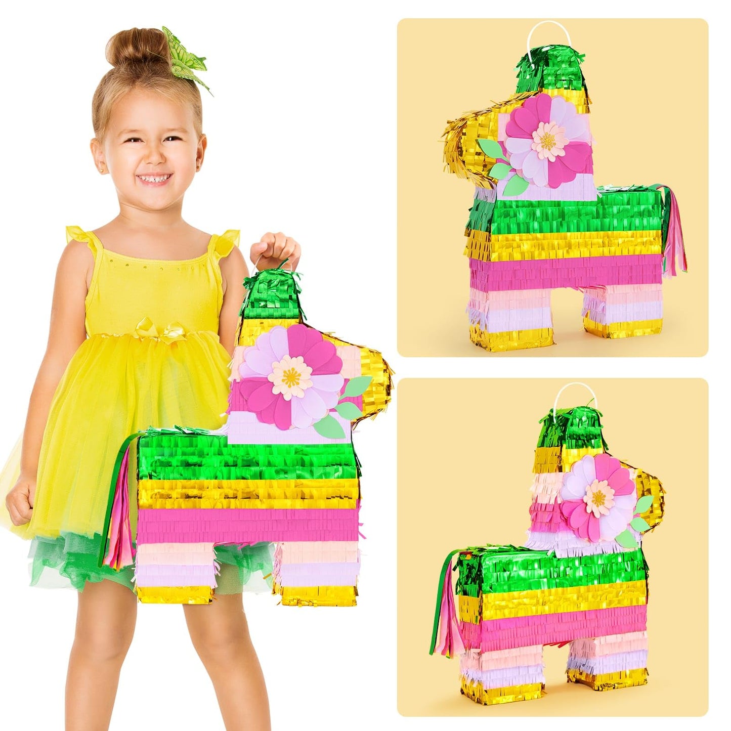 WERNNSAI Hawaiian Donkey Piata - Rainbow Donkey Pinata for Summer Party Supply Cinco De Mayo Luau Carnivals Favor Mexican Fiesta
