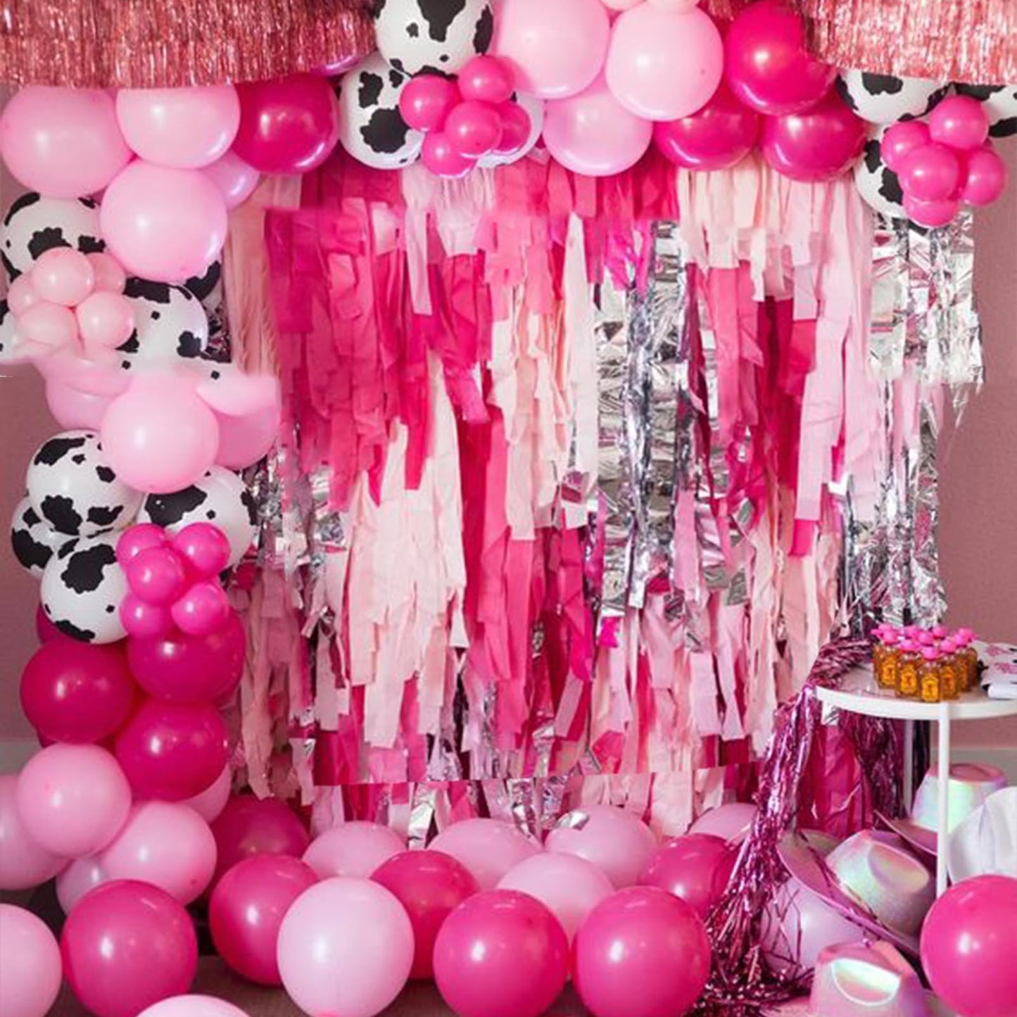 Paready Cow Balloons, 30Pcs Pink Cow Balloons 12 Inch Pink Confetti And Cow Print Balloons Hot Pink And Light Pink Latex Balloon