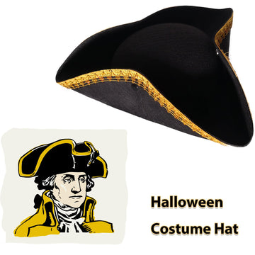 CiviLight Colonial Tricorn Hat Halloween Pirate Hats Men Captain Hook Hat Musketeer Hat Masquerade Party Revolutionary War Costu