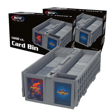 Bcw Collectible Card Bin - Holds Up To 1600 Cards - 2 Pack Gray | Large Card Storage Box For Loose Trading Cards | Pokemon, Mtg,